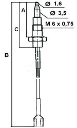 H4775 - TERMOCOP. L.60 TEST. 38 ATT.FASTON - SAB - vedi H4771 - C00052986